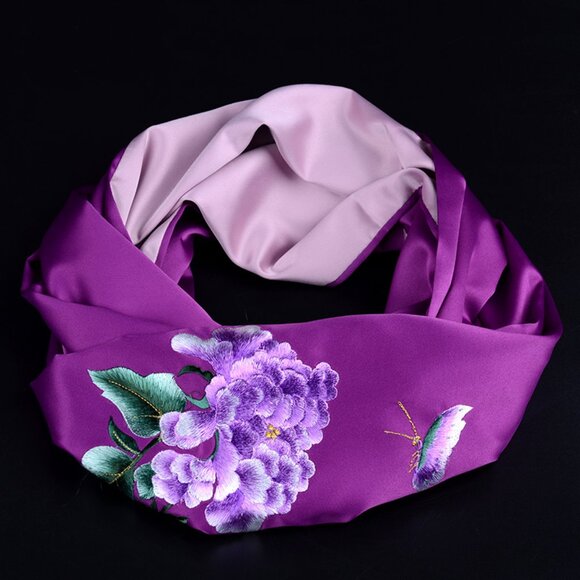 Vintage Silk Suzhou Shu Chinese Hand Embroidered Scarf, New - Picture 2 of 5